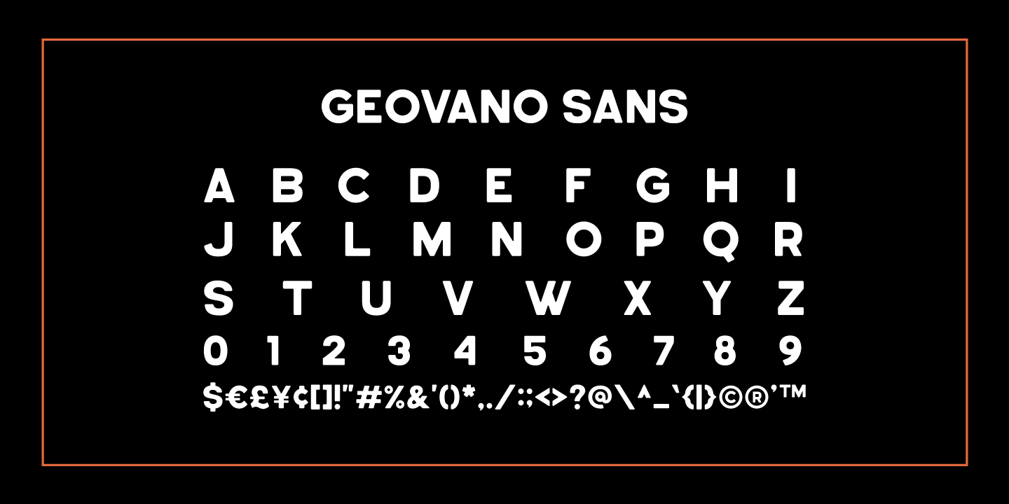 Ejemplo de fuente Geovano Serif Regular